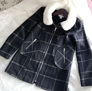 CoffeeShop Kids Coat sz L navy/white plaid